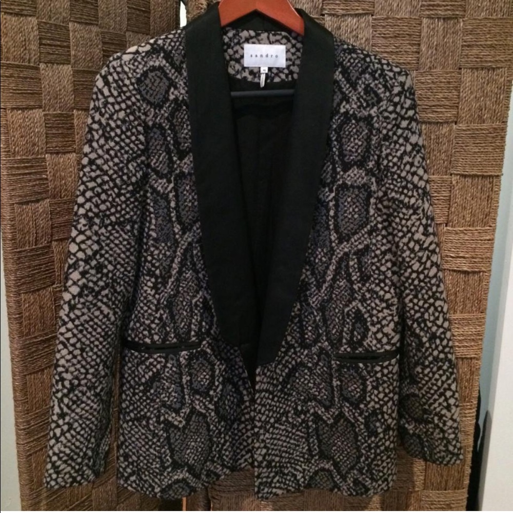 Sandro snake print wool tuxedo blazer